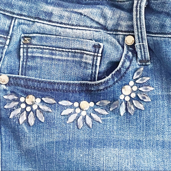 Seven7 Denim Mid Rise Skinny Embellished Jewel Pocket Jeans - Picture 5 of 12